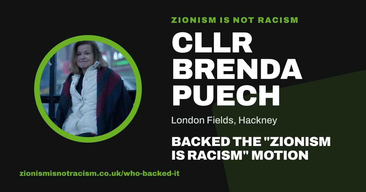 Share image: Cllr Brenda Puech backed the "Zionism is Racism" motion