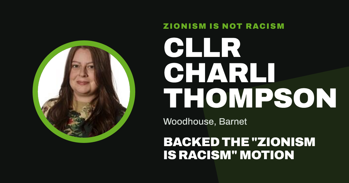 Share image: Cllr Charli Thompson backed the "Zionism is Racism" motion