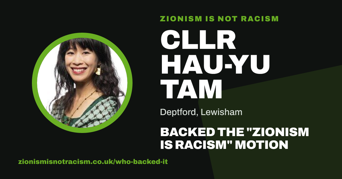 Share image: Cllr Hau-Yu Tam backed the "Zionism is Racism" motion