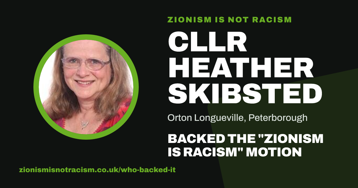 Share image: Cllr Heather Skibsted backed the "Zionism is Racism" motion