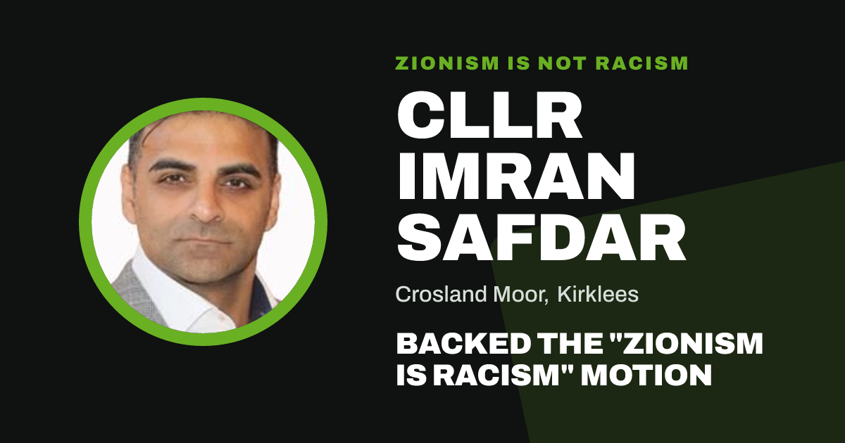 Share image: Cllr Imran Safdar backed the "Zionism is Racism" motion