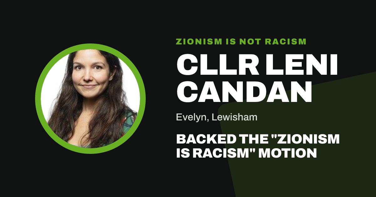 Share image: Cllr Leni Candan backed the "Zionism is Racism" motion