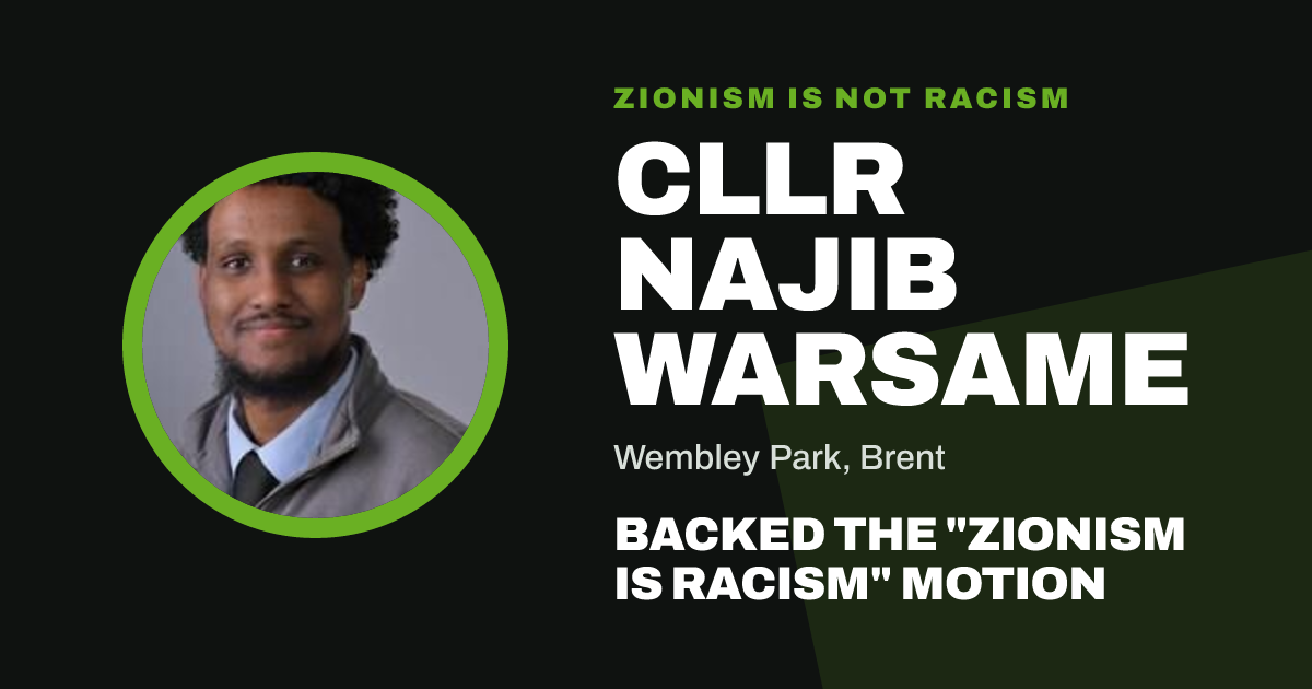 Share image: Cllr Najib Warsame backed the "Zionism is Racism" motion
