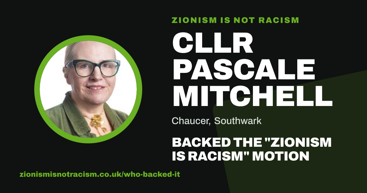 Share image: Cllr Pascale Mitchell backed the "Zionism is Racism" motion