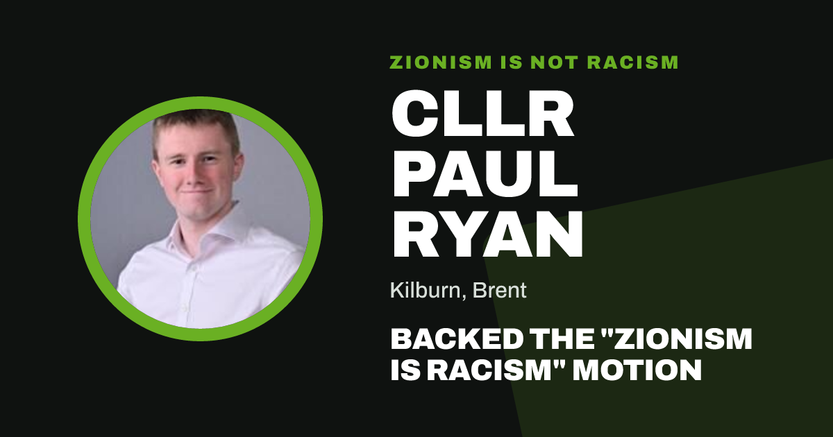 Share image: Cllr Paul Ryan backed the "Zionism is Racism" motion
