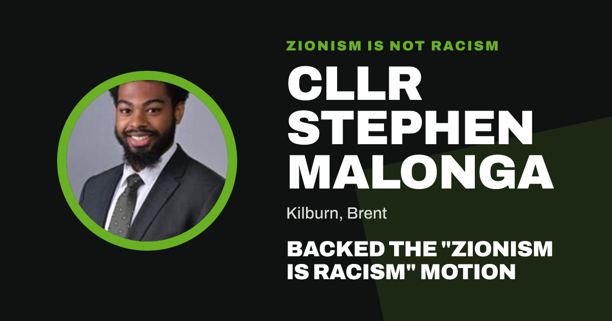Share image: Cllr Stephen Malonga backed the "Zionism is Racism" motion